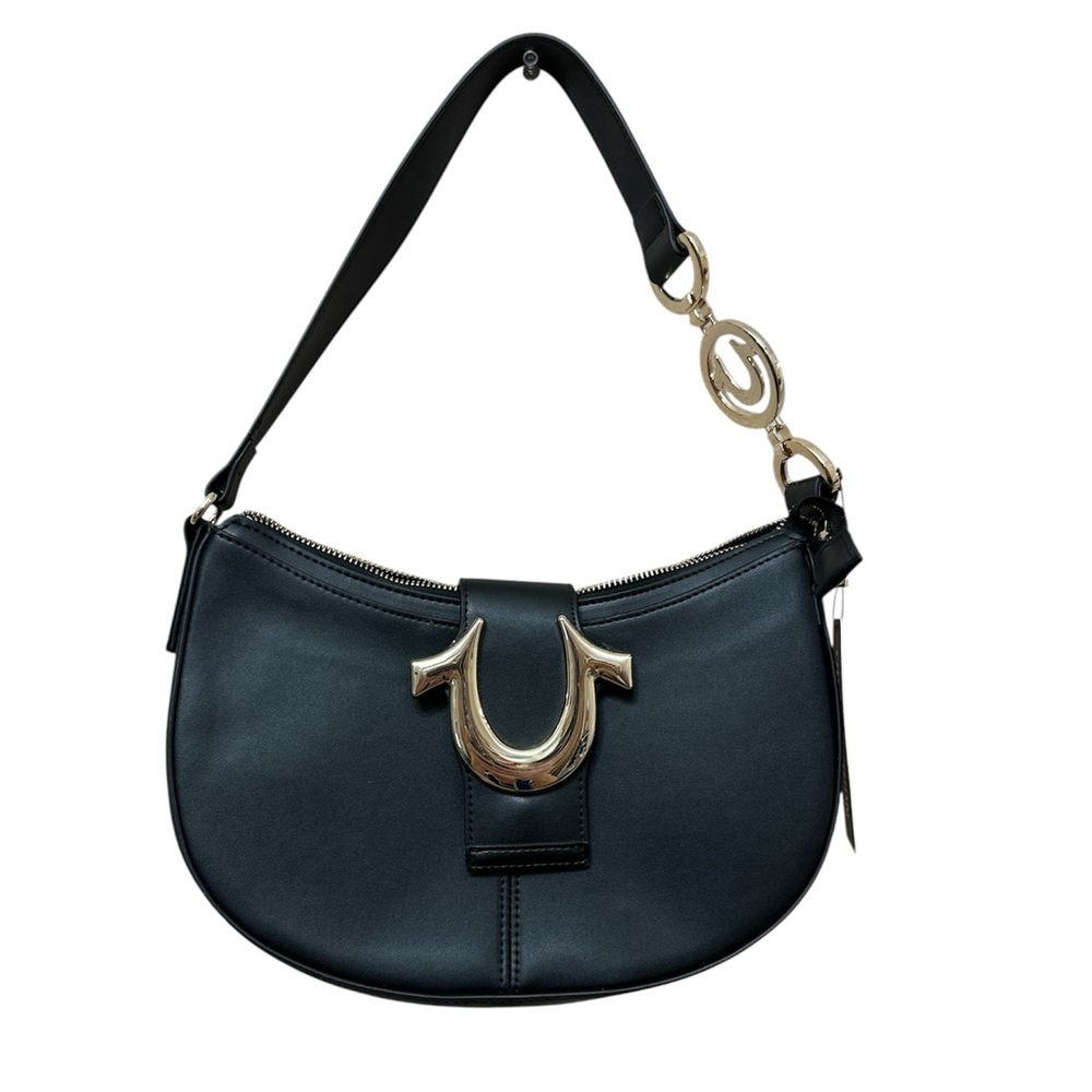 True Religion Horseshoe Black Leather Shoulder Bag